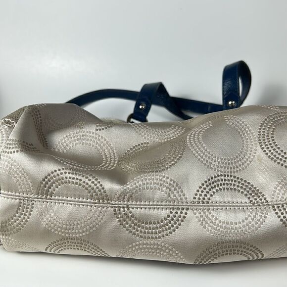 COACH ASHLEY Signature C Cloth Satchel shoulder bag Ivory/Peacock cross body - Picture 15 of 16